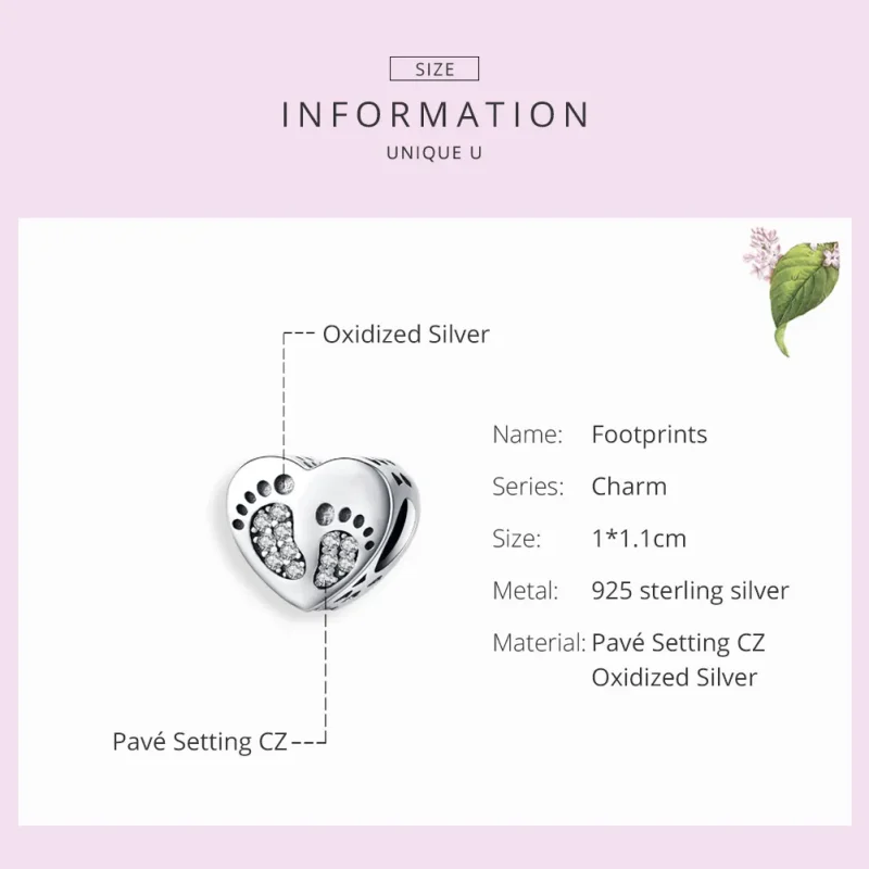 (bilde for) Pandora Style Silver Footprints Charm - SCC1395 - Vis 6