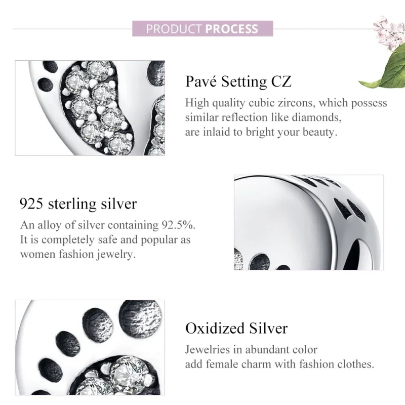 (bilde for) Pandora Style Silver Footprints Charm - SCC1395 - Vis 7