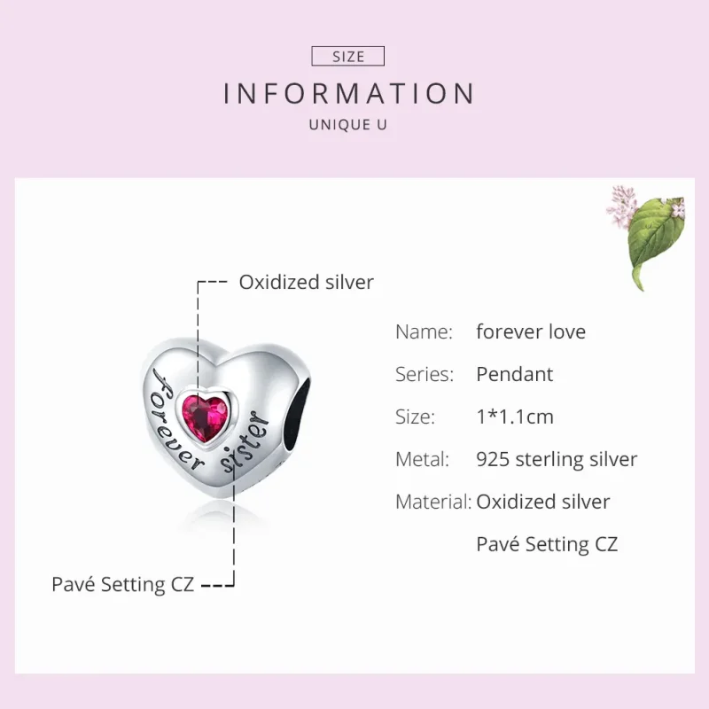 (bilde for) Pandora Style Silver Forever Love Charm - SCC1835 - Vis 7