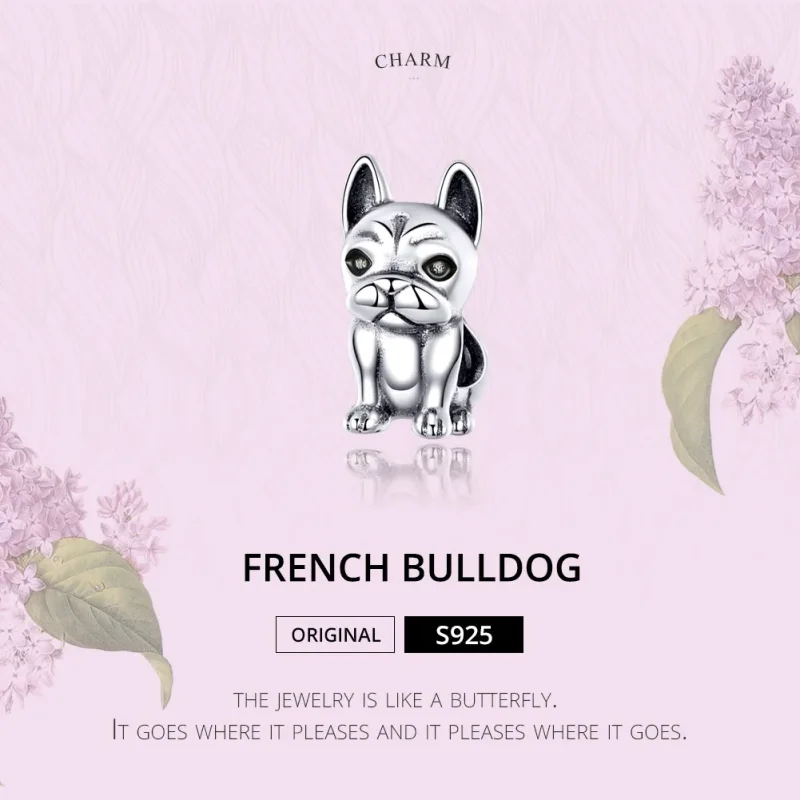 (bilde for) Pandora Style Silver French Bulldog Charm - SCC1306 - Vis 2