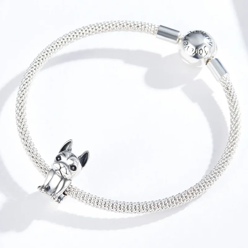 (bilde for) Pandora Style Silver French Bulldog Charm - SCC1306 - Vis 4