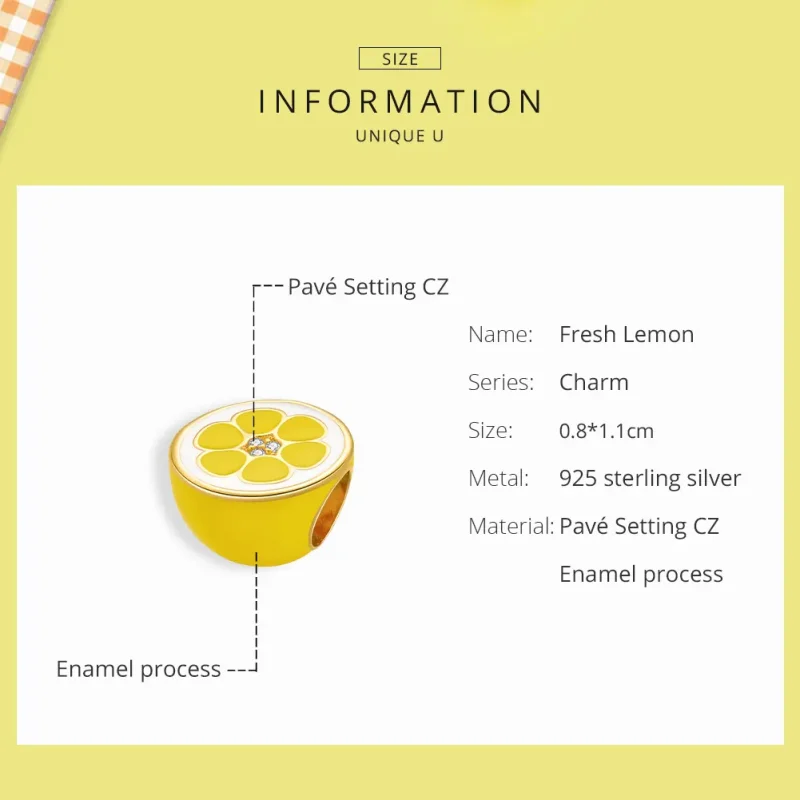 (bilde for) Pandora Style Silver Fresh Lemon Charm - SCC1590 - Vis 6