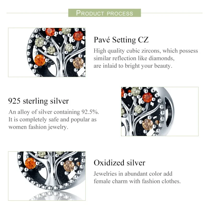 (bilde for) Pandora Style Silver Fruit of Autumn Charm - SCC219 - Vis 6