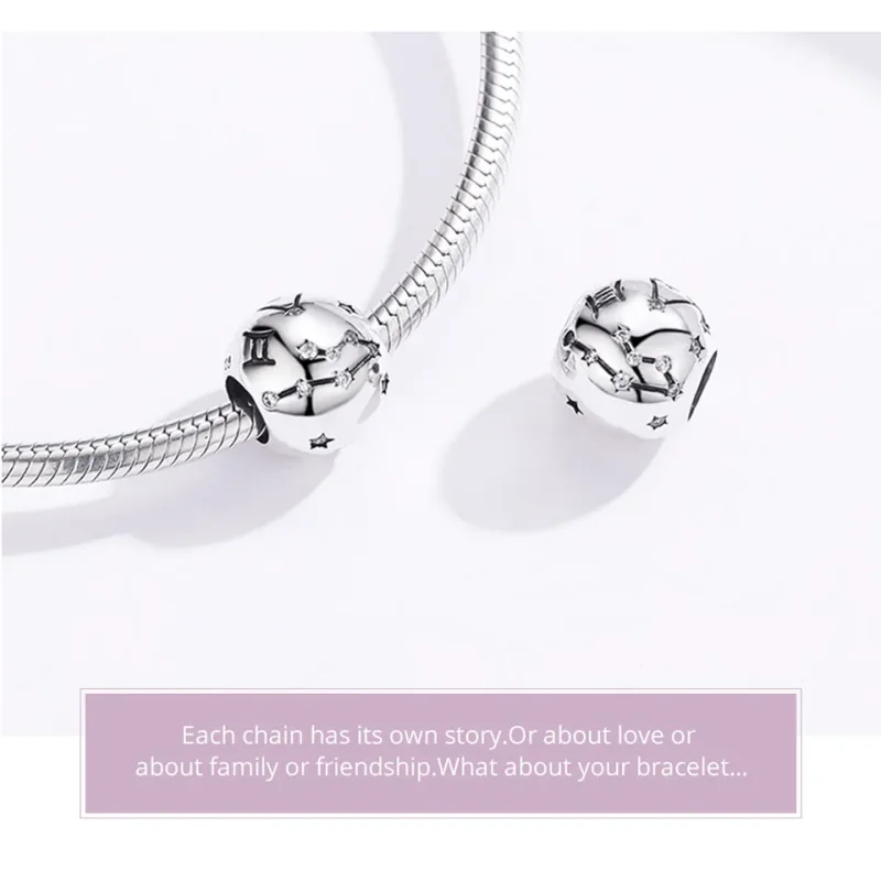 (bilde for) Pandora Style Silver Gemini Charm - SCC1218-3 - Vis 5