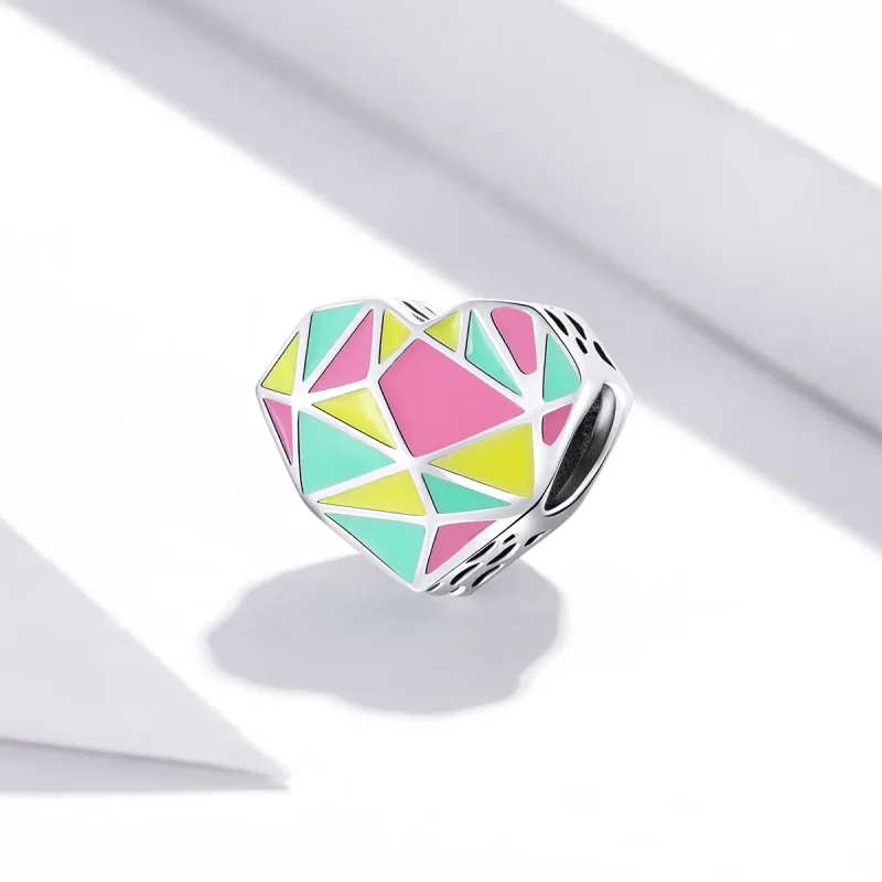 (bilde for) Pandora Style Silver Geometric Patterns Charm - SCC1761 - Vis 2