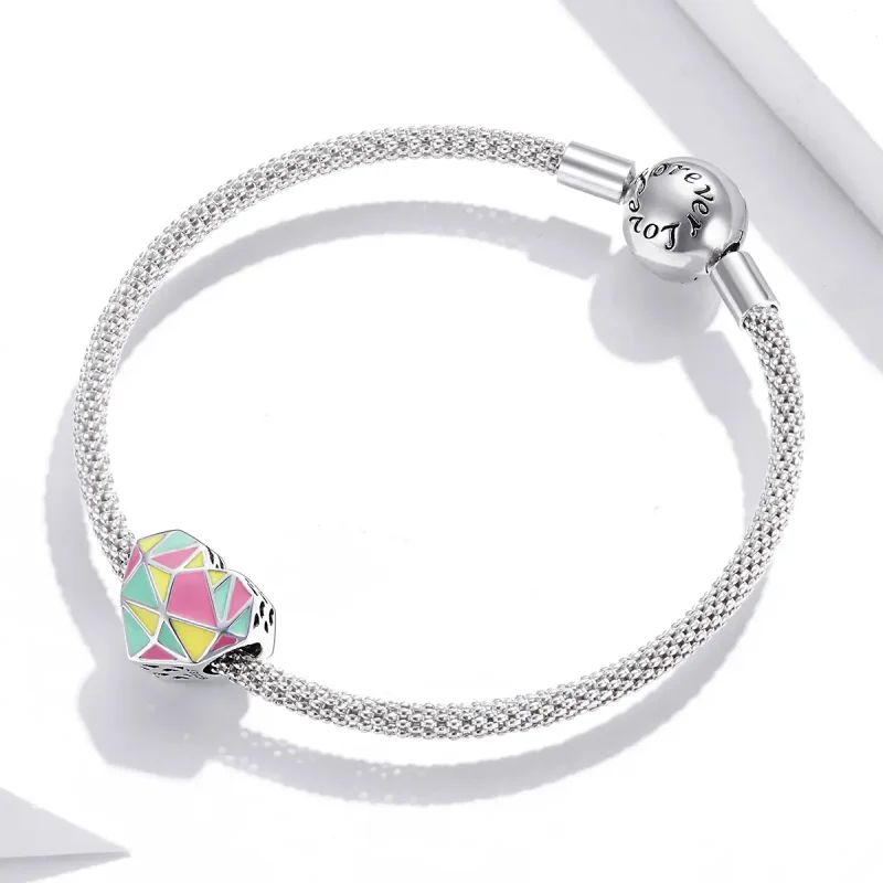 (bilde for) Pandora Style Silver Geometric Patterns Charm - SCC1761 - Vis 3