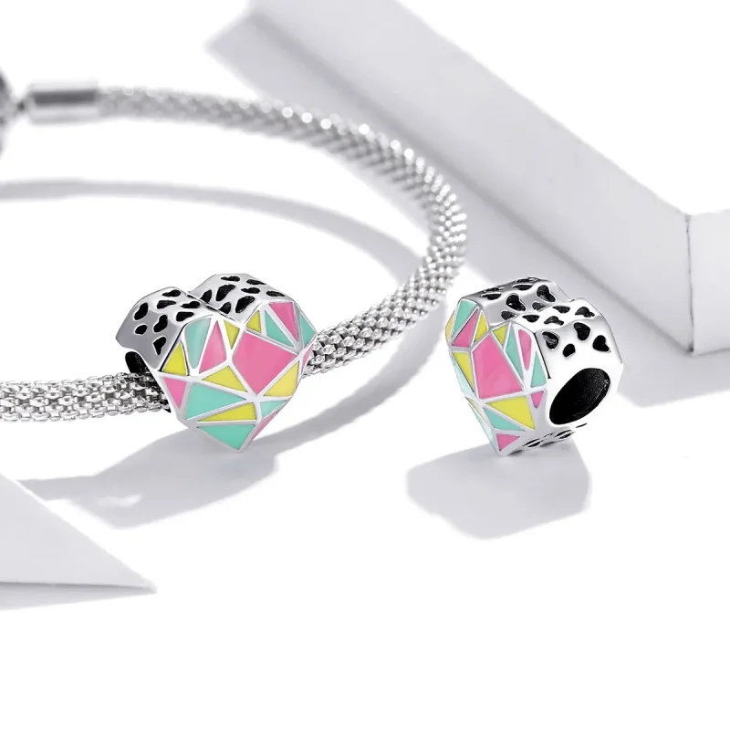 (bilde for) Pandora Style Silver Geometric Patterns Charm - SCC1761 - Vis 4
