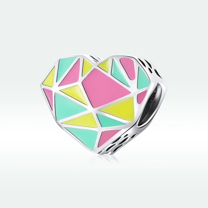 (bilde for) Pandora Style Silver Geometric Patterns Charm - SCC1761 - Vis 5