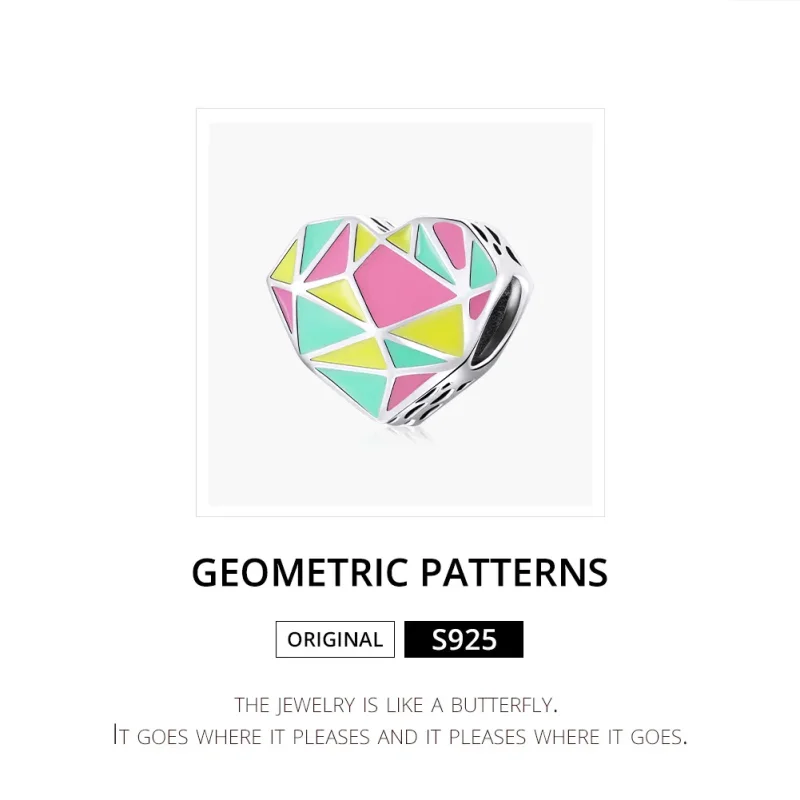 (bilde for) Pandora Style Silver Geometric Patterns Charm - SCC1761 - Vis 6