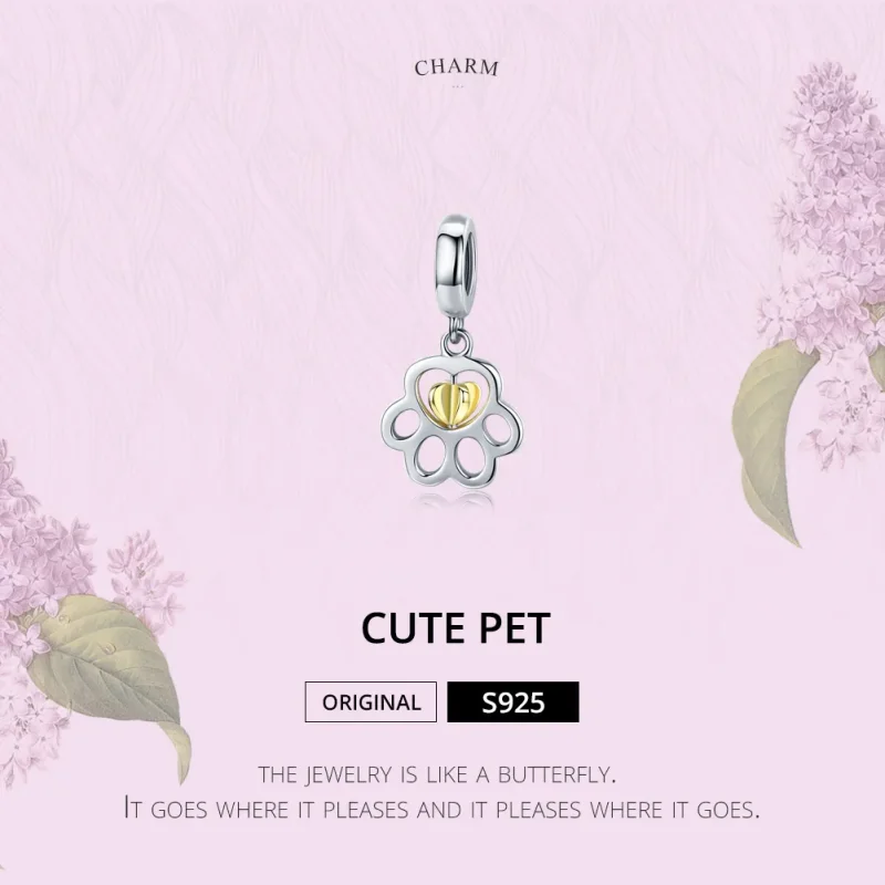 (bilde for) Pandora Style Silver & Gold-Plated Cure Pet Dangle - SCC1251 - Vis 2