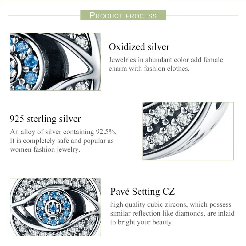 (bilde for) Pandora Style Silver Guardian Eye Charm - SCC565 - Vis 6