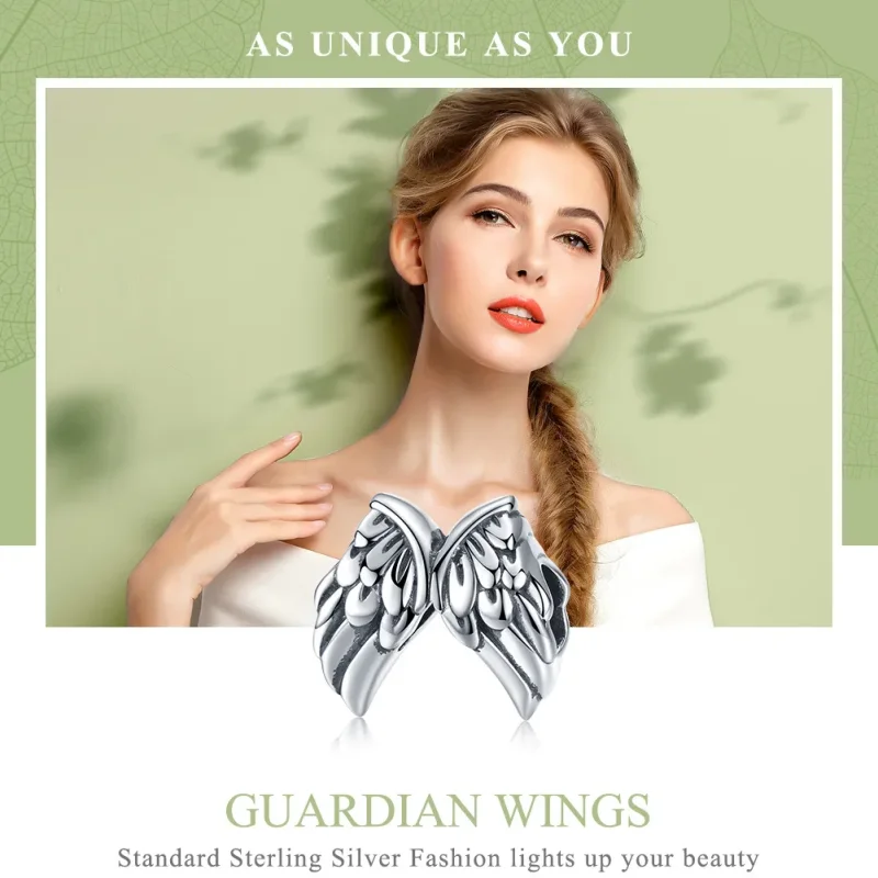 (bilde for) Pandora Style Silver Guardian Wings Charm - SCC1091 - Vis 2
