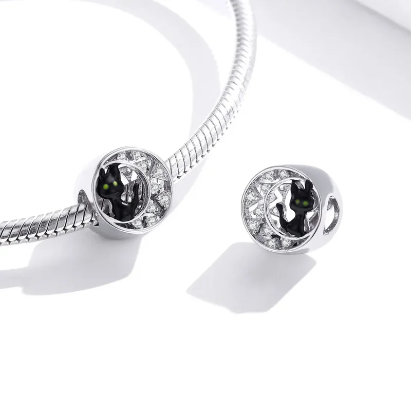 (bilde for) Pandora Style Silver Halloween Black Cat Charm - BSC325 - Vis 4