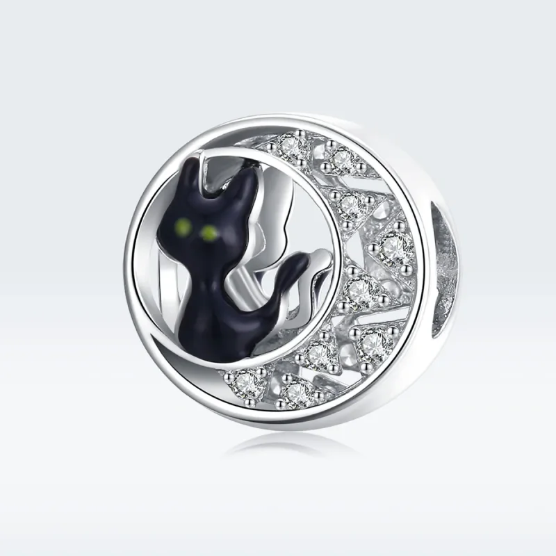 (bilde for) Pandora Style Silver Halloween Black Cat Charm - BSC325 - Vis 5