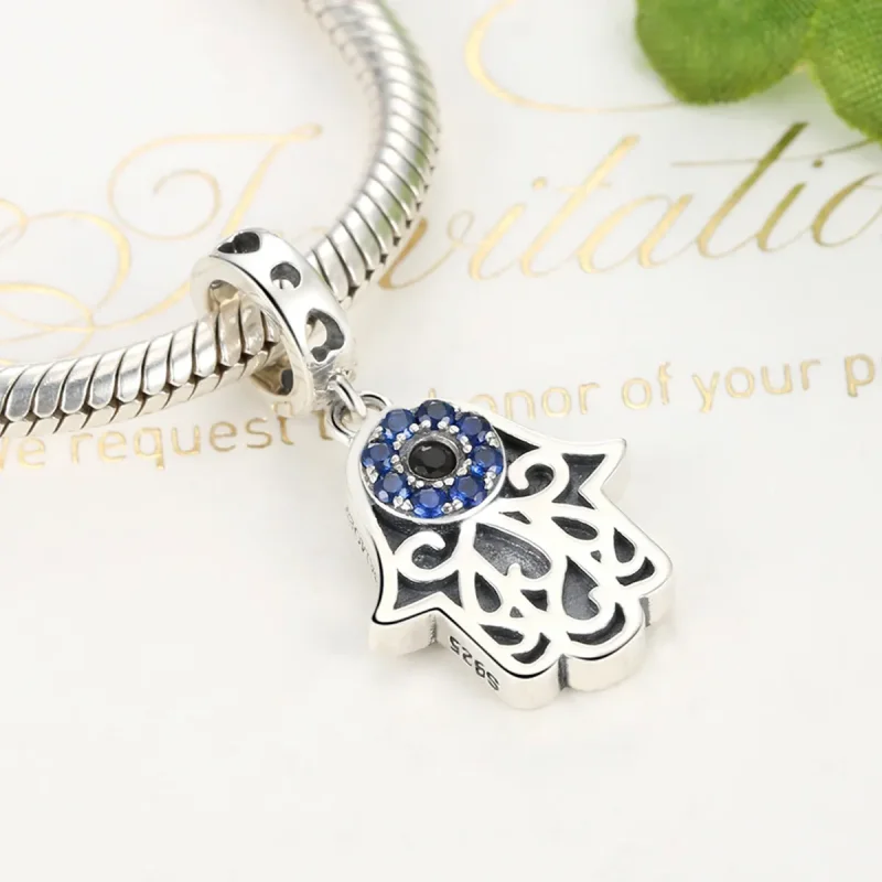 (bilde for) Pandora Style Silver Hamsa Hand Dangle - SCC085 - Vis 2