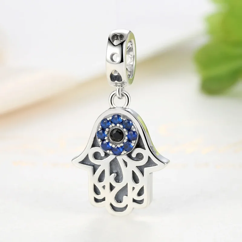 (bilde for) Pandora Style Silver Hamsa Hand Dangle - SCC085 - Vis 4