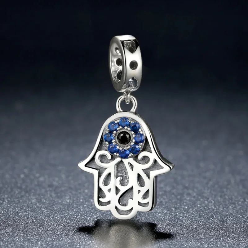 (bilde for) Pandora Style Silver Hamsa Hand Dangle - SCC085 - Vis 5