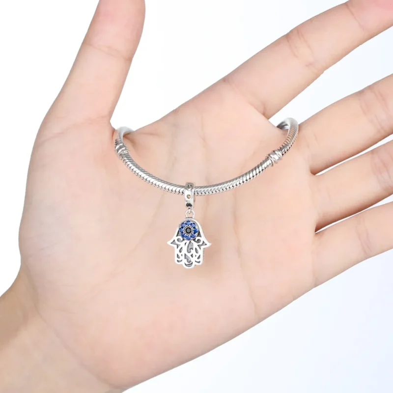 (bilde for) Pandora Style Silver Hamsa Hand Dangle - SCC085 - Vis 6