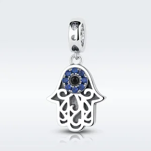 (bilde for) Pandora Style Silver Hamsa Hand Dangle - SCC085