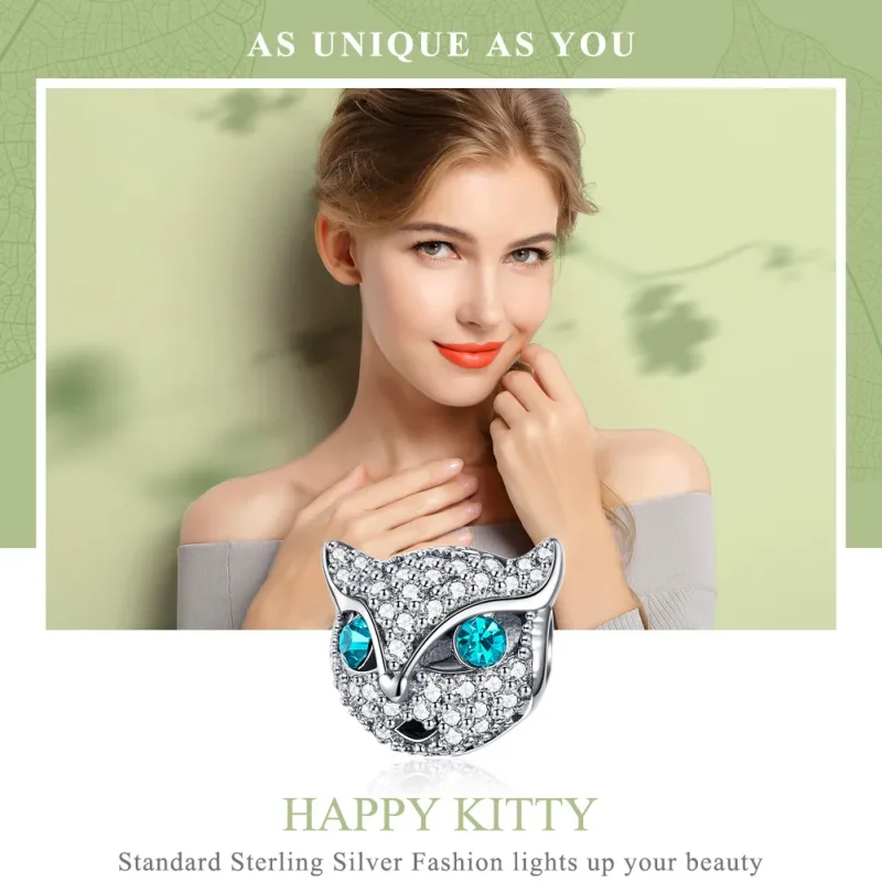 (bilde for) Pandora Style Silver Happy Kitty Charm - SCC1131 - Vis 2