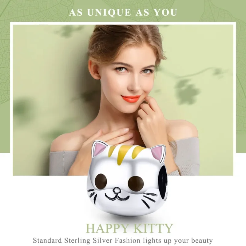 (bilde for) Pandora Style Silver Happy Kitty Charm - SCC1142 - Vis 2