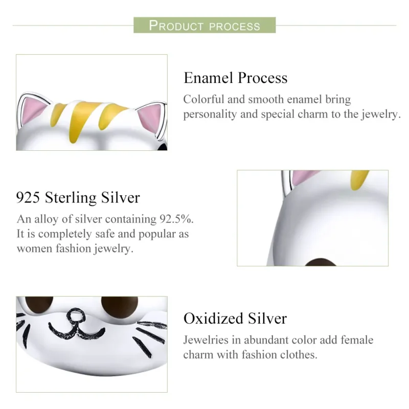 (bilde for) Pandora Style Silver Happy Kitty Charm - SCC1142 - Vis 4