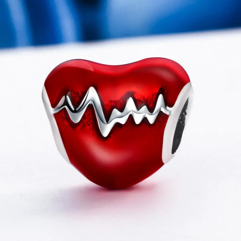 (bilde for) Pandora Style Silver Heart Beat Charm - SCC249 - Vis 4