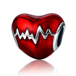 (bilde for) Pandora Style Silver Heart Beat Charm - SCC249