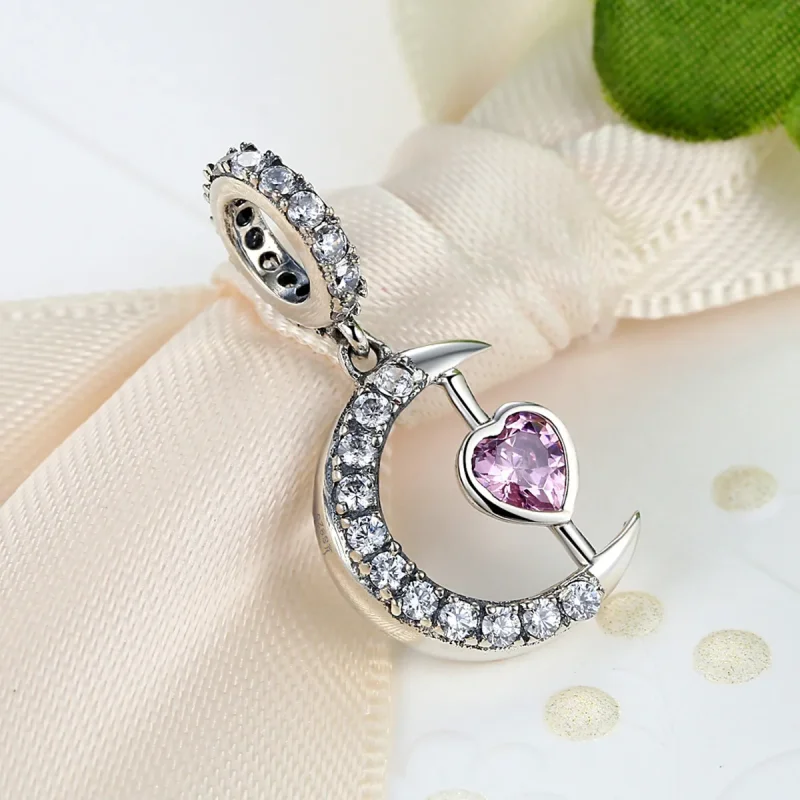 (bilde for) Pandora Style Silver Heart of The Moon Dangle - SCC040 - Vis 2