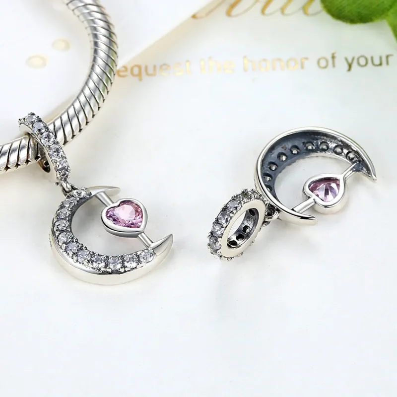 (bilde for) Pandora Style Silver Heart of The Moon Dangle - SCC040 - Vis 3