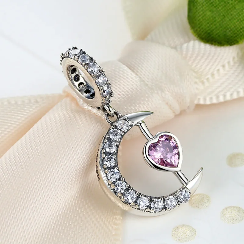 (bilde for) Pandora Style Silver Heart of The Moon Dangle - SCC040 - Vis 4