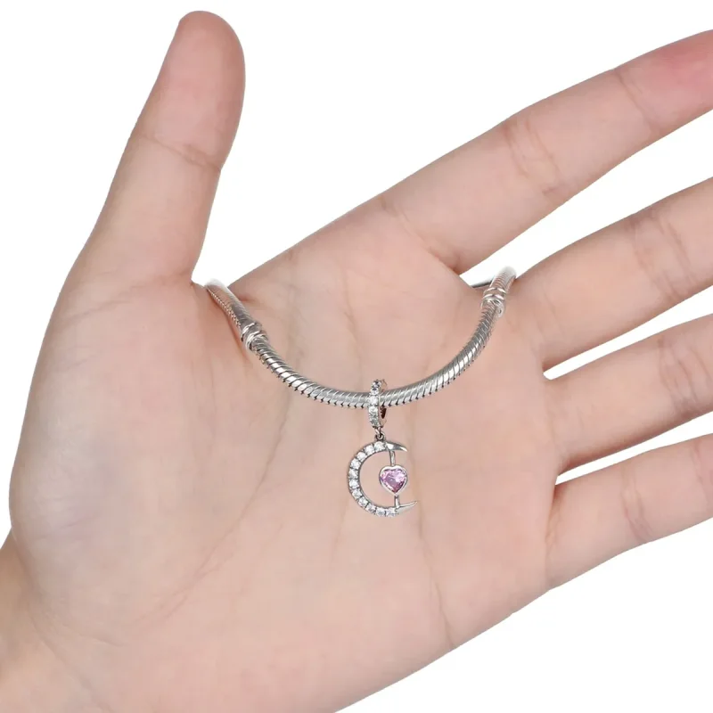 (bilde for) Pandora Style Silver Heart of The Moon Dangle - SCC040 - Vis 5