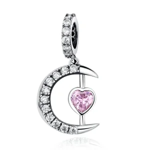 (bilde for) Pandora Style Silver Heart of The Moon Dangle - SCC040