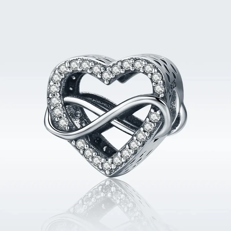 (bilde for) Pandora Style Silver Heart Shape Charm - SCC432 - Vis 2