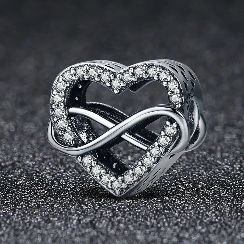(bilde for) Pandora Style Silver Heart Shape Charm - SCC432 - Vis 3