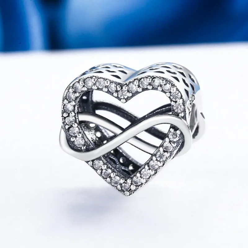 (bilde for) Pandora Style Silver Heart Shape Charm - SCC432 - Vis 4