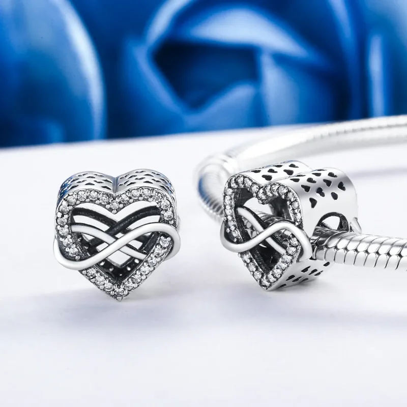 (bilde for) Pandora Style Silver Heart Shape Charm - SCC432 - Vis 5
