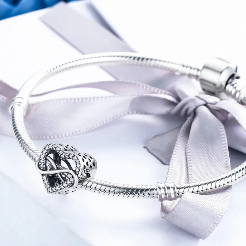(bilde for) Pandora Style Silver Heart Shape Charm - SCC432 - Vis 6