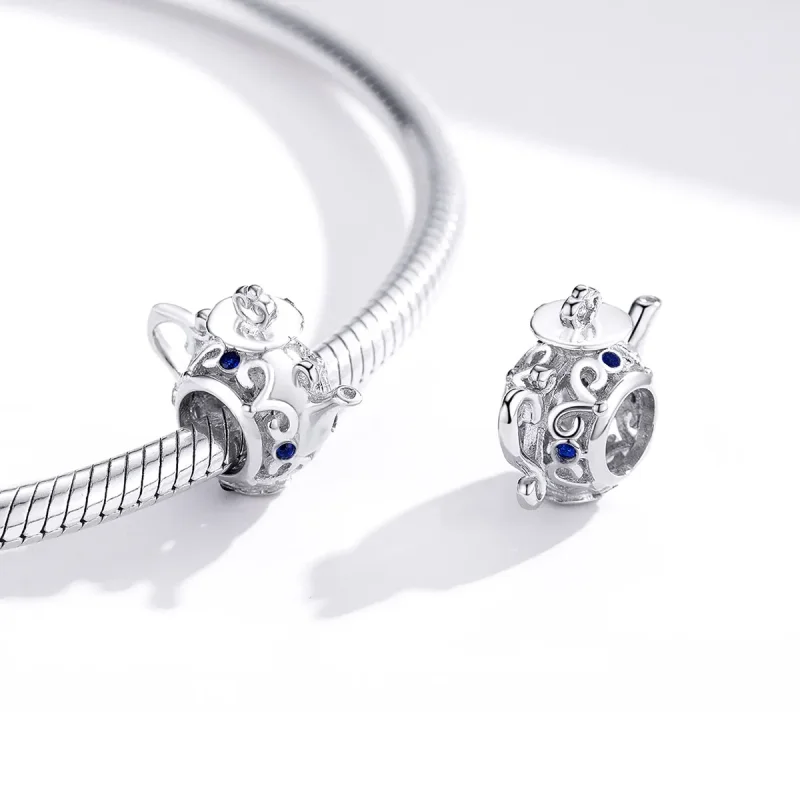 (bilde for) Pandora Style Silver Hollow Tekanne Charm - BSC274 - Vis 4