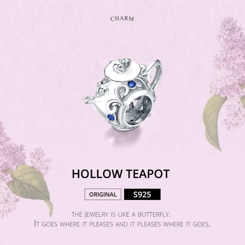 (bilde for) Pandora Style Silver Hollow Tekanne Charm - BSC274 - Vis 6