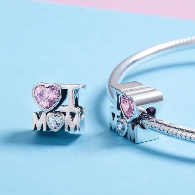 (bilde for) Pandora Style Silver I Love Mom Charm - SCC579 - Vis 5
