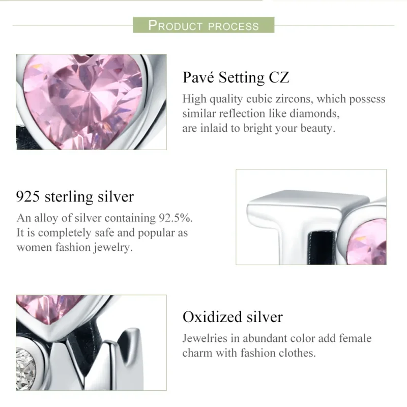 (bilde for) Pandora Style Silver I Love Mom Charm - SCC579 - Vis 8