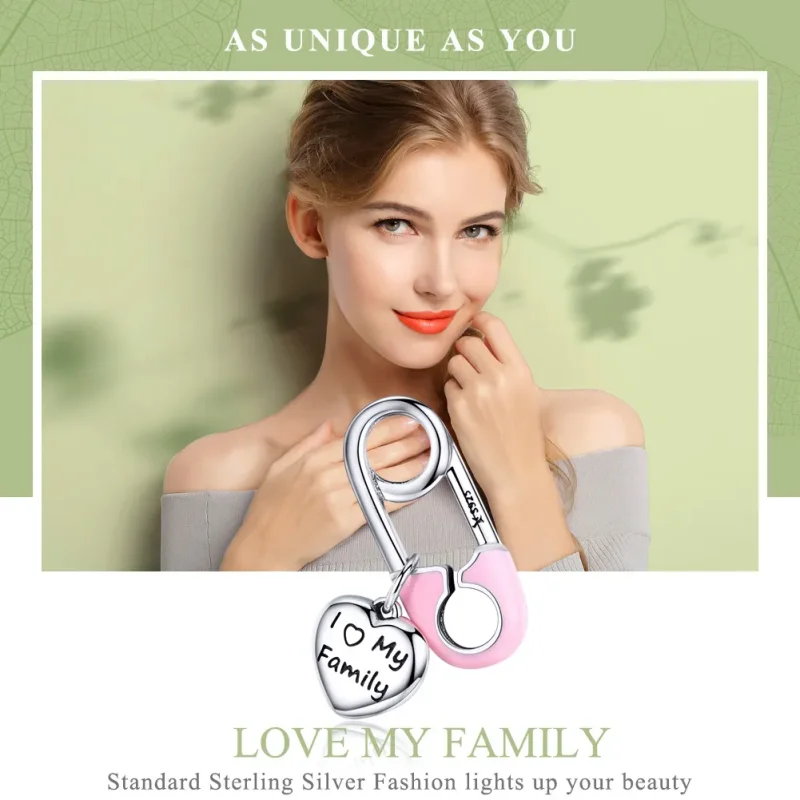 (bilde for) Pandora Style Silver I Love My Family Dangle - SCC1145 - Vis 2