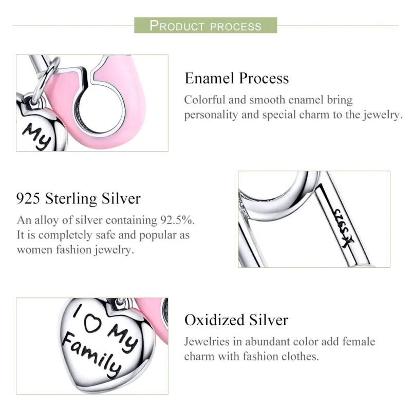 (bilde for) Pandora Style Silver I Love My Family Dangle - SCC1145 - Vis 4