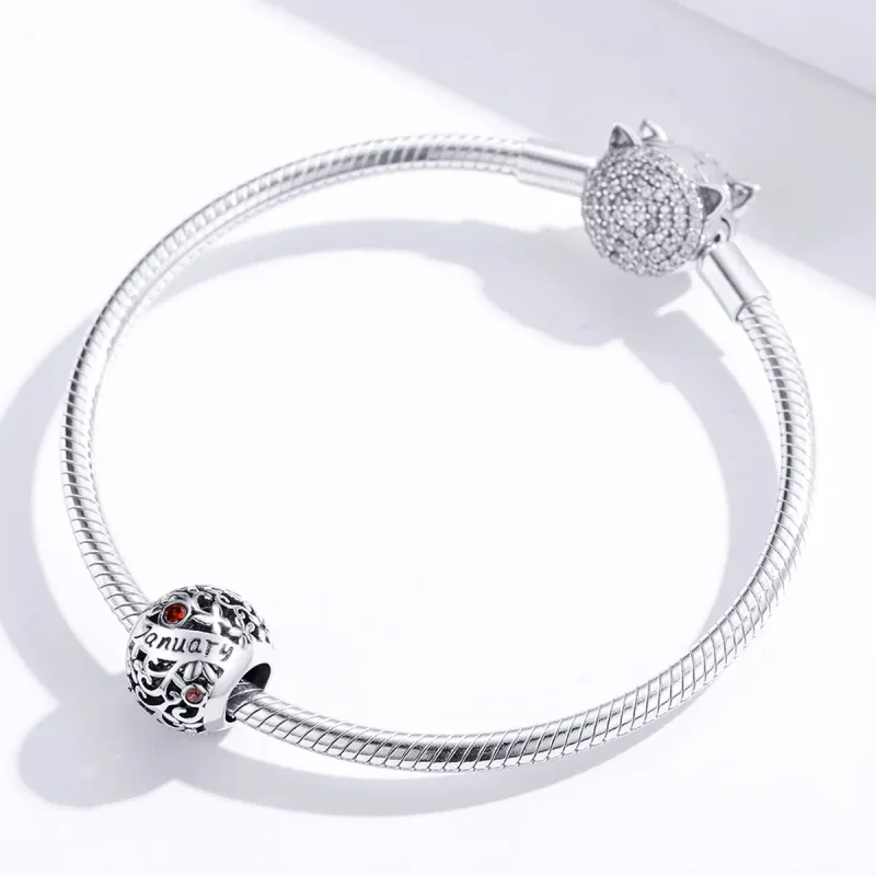 (bilde for) Pandora Style Silver January Birthstone Charm - SCC1385-1 - Vis 2