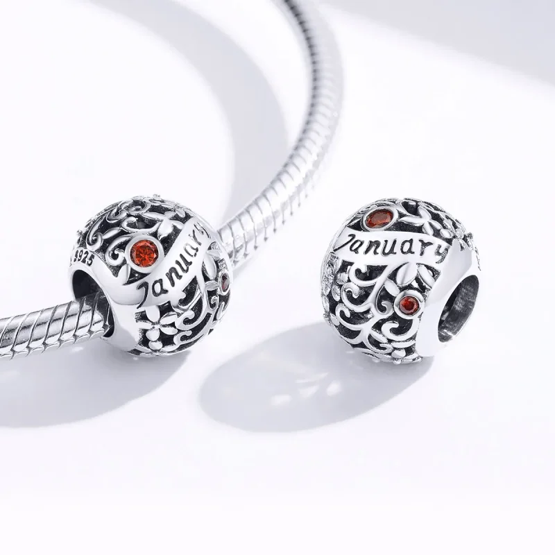 (bilde for) Pandora Style Silver January Birthstone Charm - SCC1385-1 - Vis 3