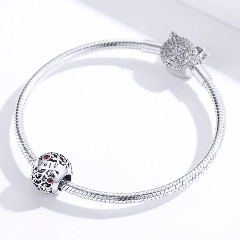 (bilde for) Pandora Style Silver July Granat Birthstone Charm - SCC1385-7 - Vis 3