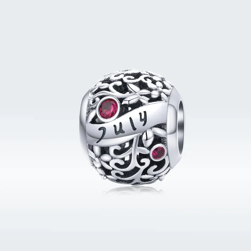 (bilde for) Pandora Style Silver July Granat Birthstone Charm - SCC1385-7 - Vis 5