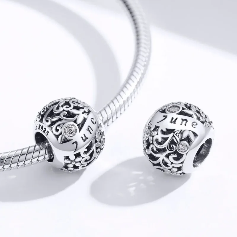(bilde for) Pandora Style Silver June Birthstone Charm - SCC1385-6 - Vis 3