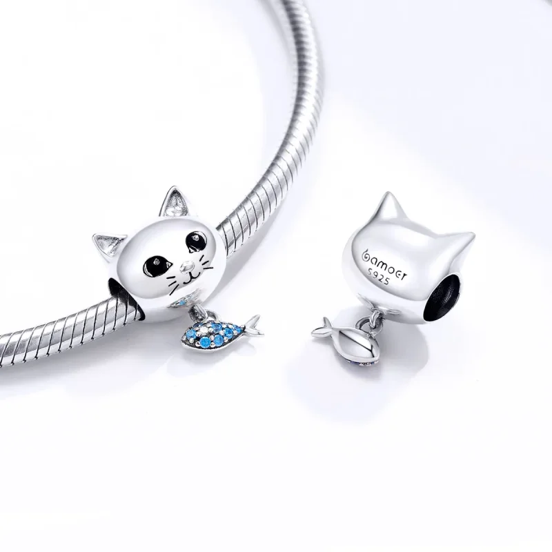 (bilde for) Pandora Style Silver Kitty Love Fish Charm - BSC226 - Vis 4
